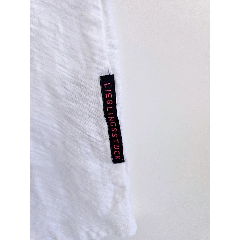 LIEBLINGSSTÜCK White Pineapple Graphic T-Shirt Slub Knit Cotton Boho Small - Picture 3 of 4